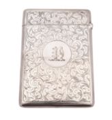 An Edward VII silver card case, Deakin & Francis Ltd, Birmingham 1901, of rectangular form,