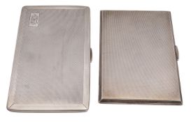 A George VI silver cigarette case, W H Manton Ltd, Birmingham 1943, of rectangular form,