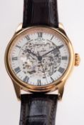 Rotary, a gentleman's gold-plated wristwatch, the skeletonised dial signed Rotary, Mecanique,