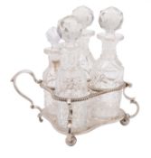 A Victorian silver four bottle cruet stand, maker Andrew Crespel & Thomas Parker, London 1866,
