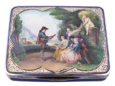 A mid 20th century silver and enamel snuff box marked 935 probably Estonia,
