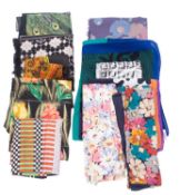 Jaeger and others. A collection of various silk and other scarves.