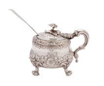 A George IV silver mustard, maker Samuel Whitford II, London 1822, of compressed baluster form,