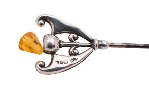 A George V silver hat pin, maker Charles Horner,
