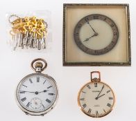 A silver open-face pocket watch with a cylinder escapement, the case stamped 0.