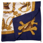 Hermes, Paris. A silk scarf 'Grande Uniform' after Joachim Metz, circa 1985, 86 cm x 86cm.