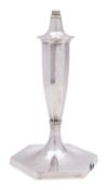 A George V silver electric lamp base, maker R & S Garrard & Co, London 1927,