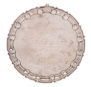 Military Interest: A George V silver salver, William Hutton and Son Ltd, Sheffield 1915,