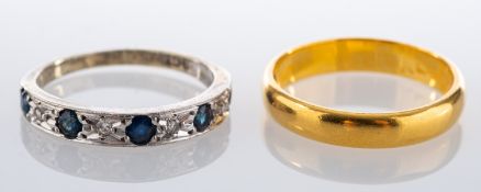 Two rings, including a 22ct gold band ring, ring size M, total weight ca. 3.