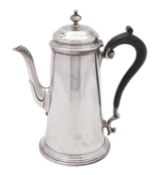 An Edward VII silver coffee pot, James Aitchison, London 1909, of inverted tapering form,