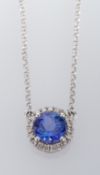 A tanzanite and diamond pendant,