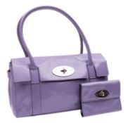 A Mulberry Bayswater leather handbag in lilac with silver metal mounts,