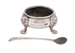 A George II cast silver salt, Edward Wood, London 1750, of cauldron form,