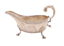 A Victorian silver sauce boat, Frederick Augustus Burridge, London 1896, retailed by Searle & Co,