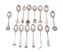 A collection of silver prize teaspoons, various dates and makers, mostly golf related, 200grams,