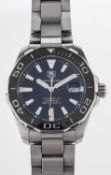 Tag Heuer Aqua Racer Calibre 5 a gentleman's stainless-steel wristwatch the black pin-stripe dial
