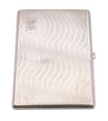 A George V silver cigarette case, maker's mark rubbed out, Chester 1927, of rectangular form,