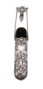 A Victorian silver and leather spectacle chatelaine case, William Comyns & Sons, London 1898,