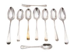 A pair of George II silver table spoons, William Sumner I, London 1803, Old English pattern,