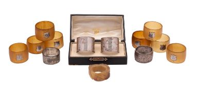A cased pair of George V silver napkin rings, Charles Boyton & Son Ltd, London 1920,
