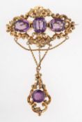 A Victorian amethyst brooch, circa 1870,