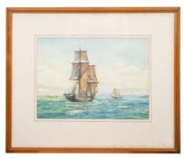 * Richard Mark Myers [b.1945] Two master in a breeze, signed and dated '72, watercolour, 26.5 x 36.