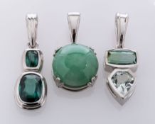 A Platinum Tourmaline and Aquamarine Pendant,