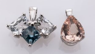 A Platinum Blue and White Topaz Pendant,