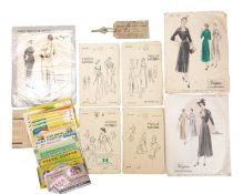 Three mid 20th century 'Vogue Couturier' patterns for a 'One piece dress' circa 1948: No. 440 , No.