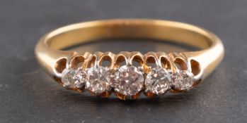 An old-cut diamond five-stone ring, total estimated diamond weight ca. 0.