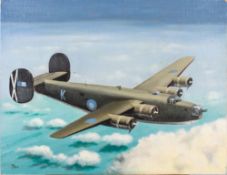 Tony Corbett (20th Century) 'Halifax Bomber' acrylic on board, signed lower left, unframed 35,