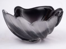 A Mats Jonasson moulded glass bowl of gr