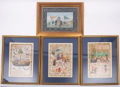 An Indian gouache of a procession contai