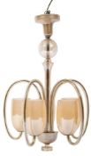 A moulded glass five light electrolier,