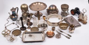 A collection of silver plated flatware a