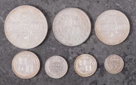 A high grade 1887 Victoria double florin, half crown, florin, shilling,