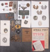 A collection of German Army badges and insignia, (some reproductions).