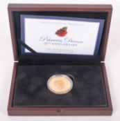 A cased Cook Islands 2017 Princess Diana $100 proof gold coin limited edition to 100, 1oz.