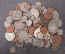 A small box of mainly pre 1947 silver coins including;