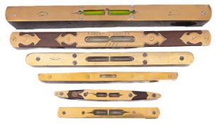 A late 19th century rosewood and brass level, signed and dated 'Robert Sadler, 1884', 30.