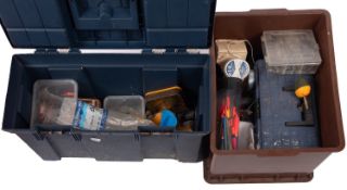 A collection of various fishing floats, lures,