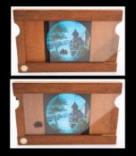 A 19th century topographical Magic Lantern slide of ships in a harbour, possibly Malta, unsigned ,