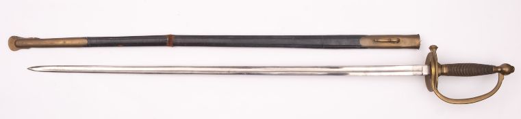 A US 1840 pattern NCO's sword, maker Forte Ames Mfc, Co, Chicopee, Mass, the straight single edge ,