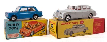 Corgi 251 Hilman Imp, bue with yellow interior and brown luggage case, spun hubs and black tyres,