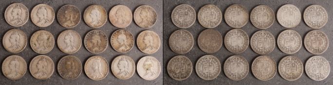 Eighteen Victorian Jubilee Head Half Crowns.