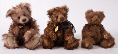A group of three Charlie Bears after designs by Isabelle Lee, 'Todd', 'Kelsey' and 'Courtney',