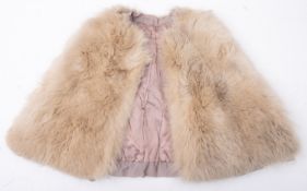 A mid 20th century fur shawl with silk lining, unsigned.