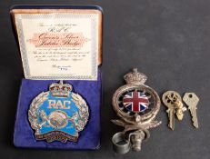 An RAC badge, with enamel Union Jack Centre,