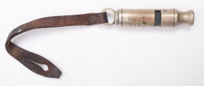 A WWI British Officer's Trench Whistle, maker A DeCourcy & Co, Birmingham, dated 1917,