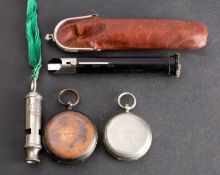 A WWII Dennison silver plated pocket compass, dated 1916,